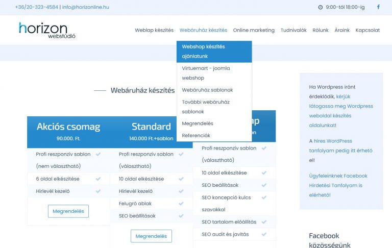 Joomla webshop, webáruház készítés
